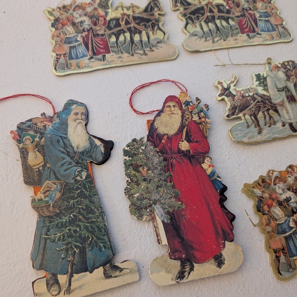 Vintage Christmas Paper Ornaments Goil Foil 6 Pieces - Picture 3 of 4